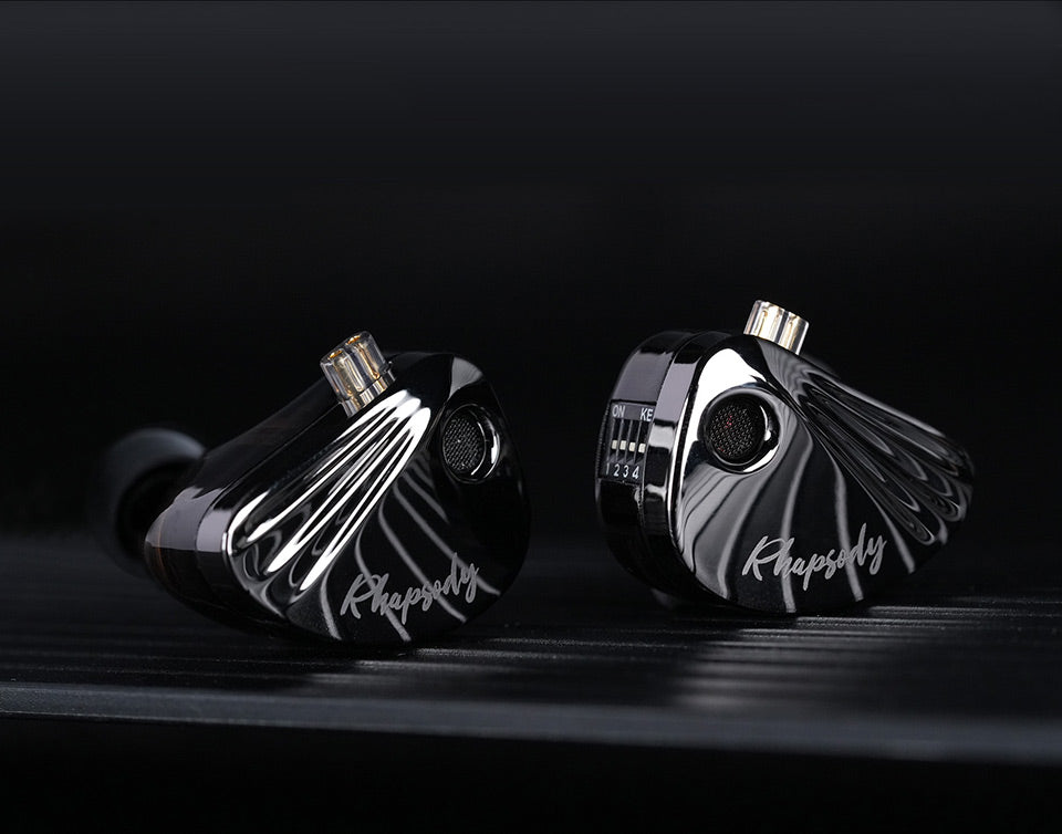 CCA Rhapsody IEM front view, hybrid Hi-Fi