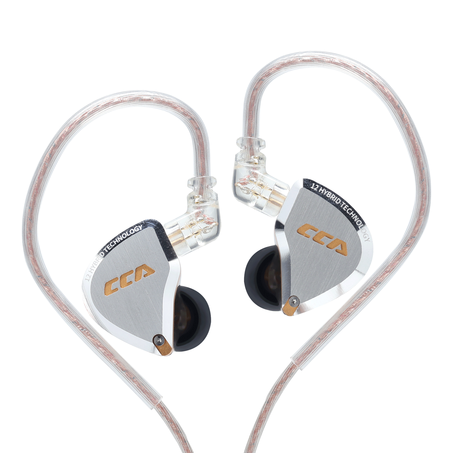 CCA C12 earphones showing zinc alloy faceplate and resin housing.