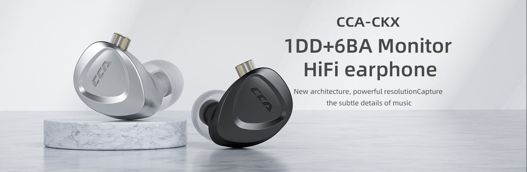 1DD+6BA hybrid HiFi earphones with zinc alloy shell and premium CNC finish