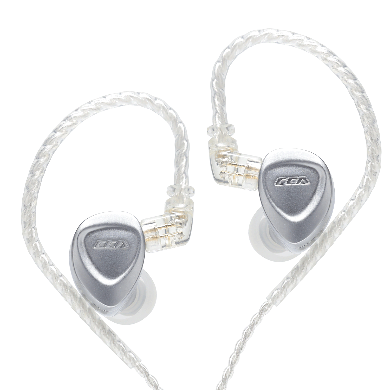 Hybrid IEM earphones with elegant black and silver color options