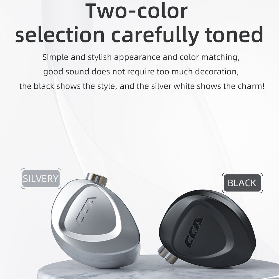 Two-color IEM earphones in black and silver with simple stylish design