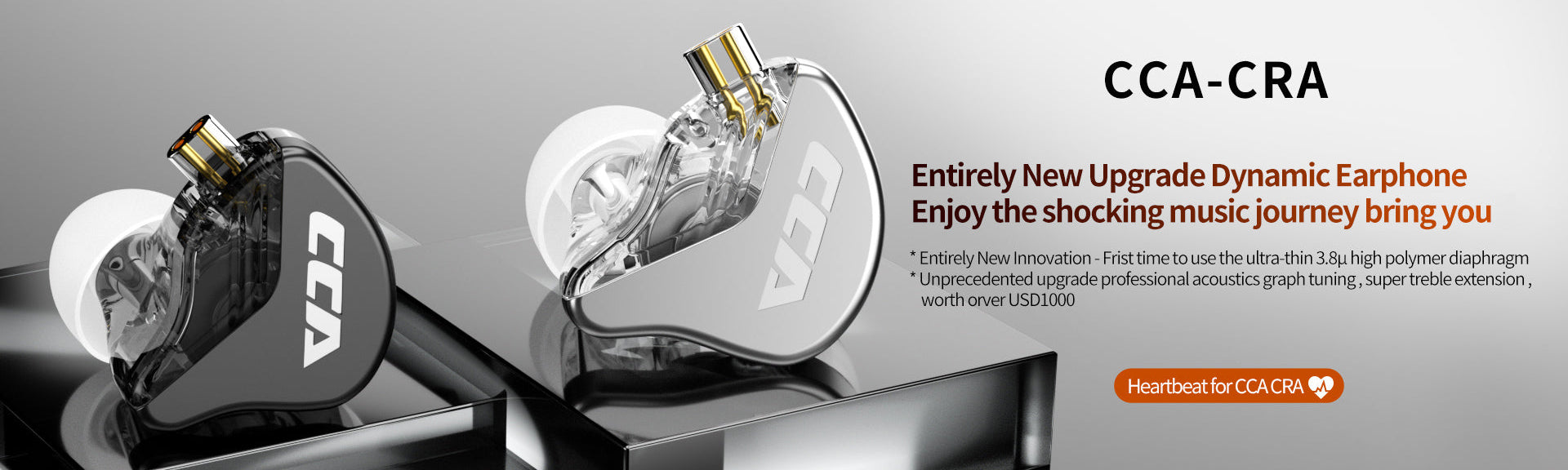 CCA CRA IEM with metal-resin housing, dual magnetic drivers