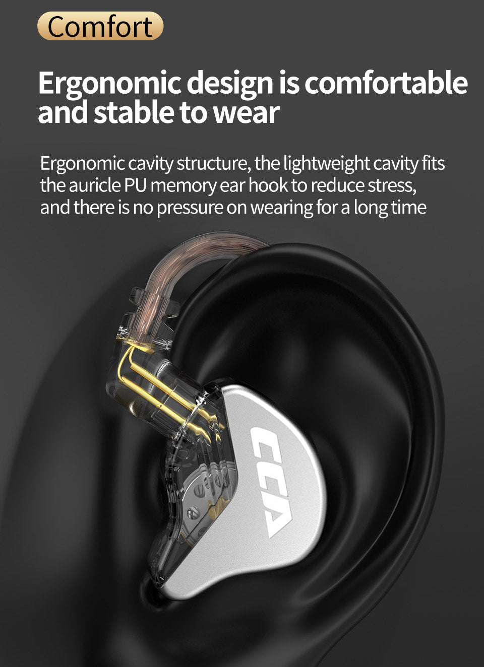 Premium CCA CRA in-ear headphones with tangle-resistant cable