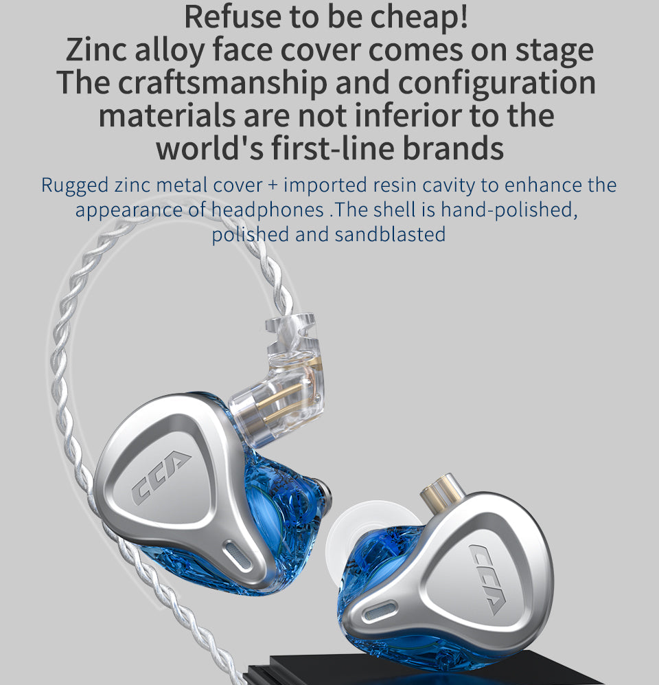 CCA CSN zinc alloy faceplate earphones with premium finish