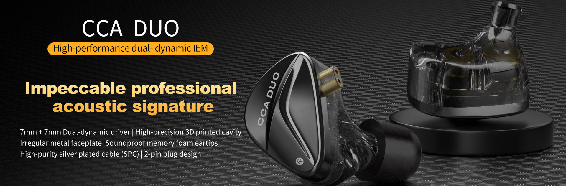 CCA DUO dual dynamic IEM with powerful bass and clear sound