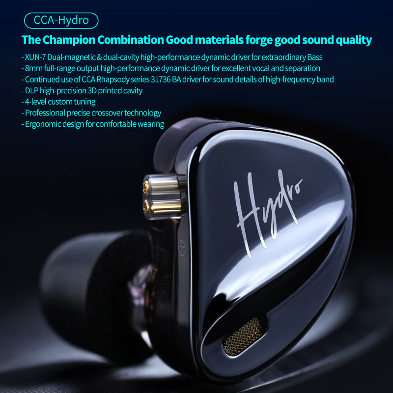CCA Hydro Hi-Fi hybrid earphones with customizable tuning switches