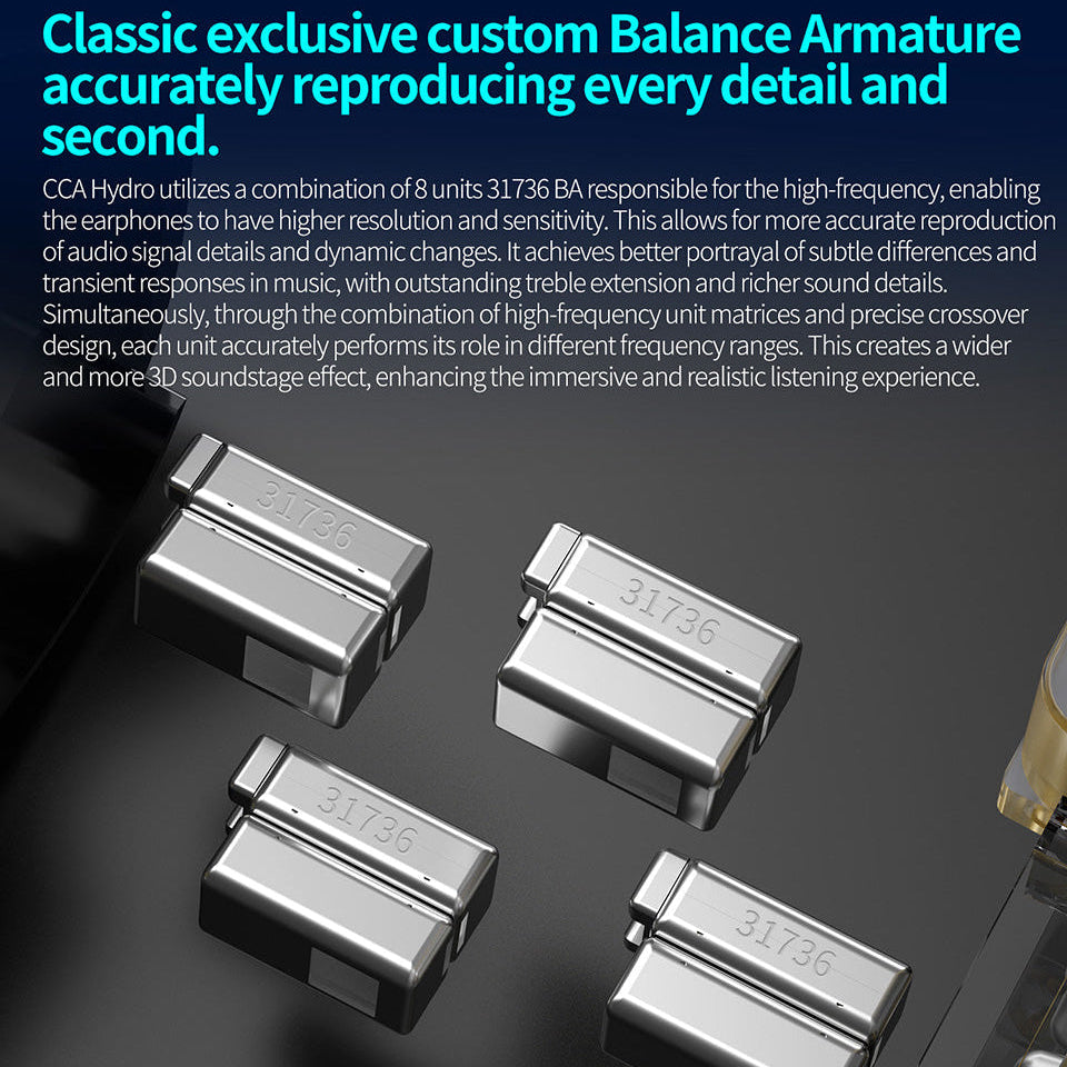 CCA Hydro 8 balanced armature drivers for high frequency detail