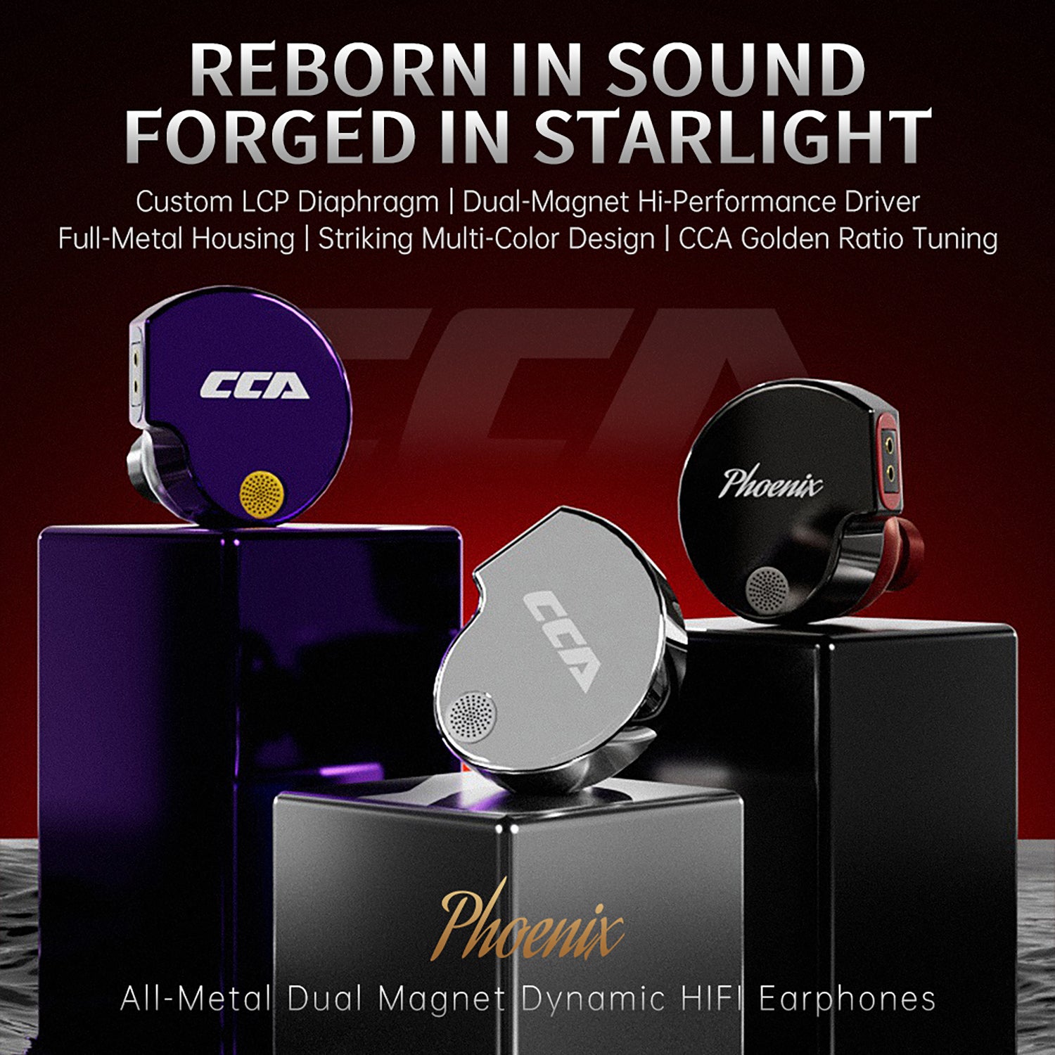 CCA Phoenix in-ear monitors with metal shell and premium design