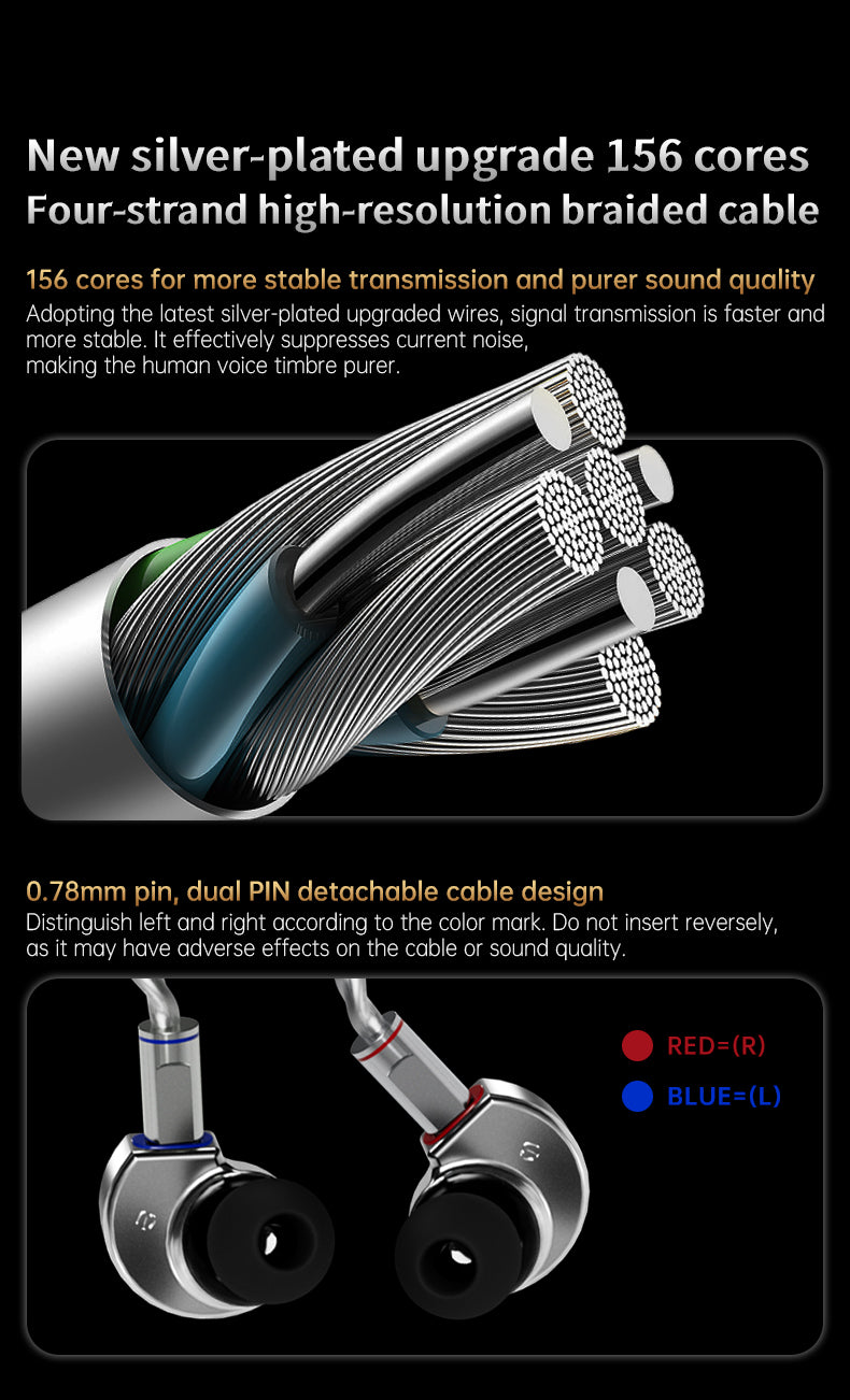 CCA Phoenix silver-plated detachable cable with 0.78mm connector