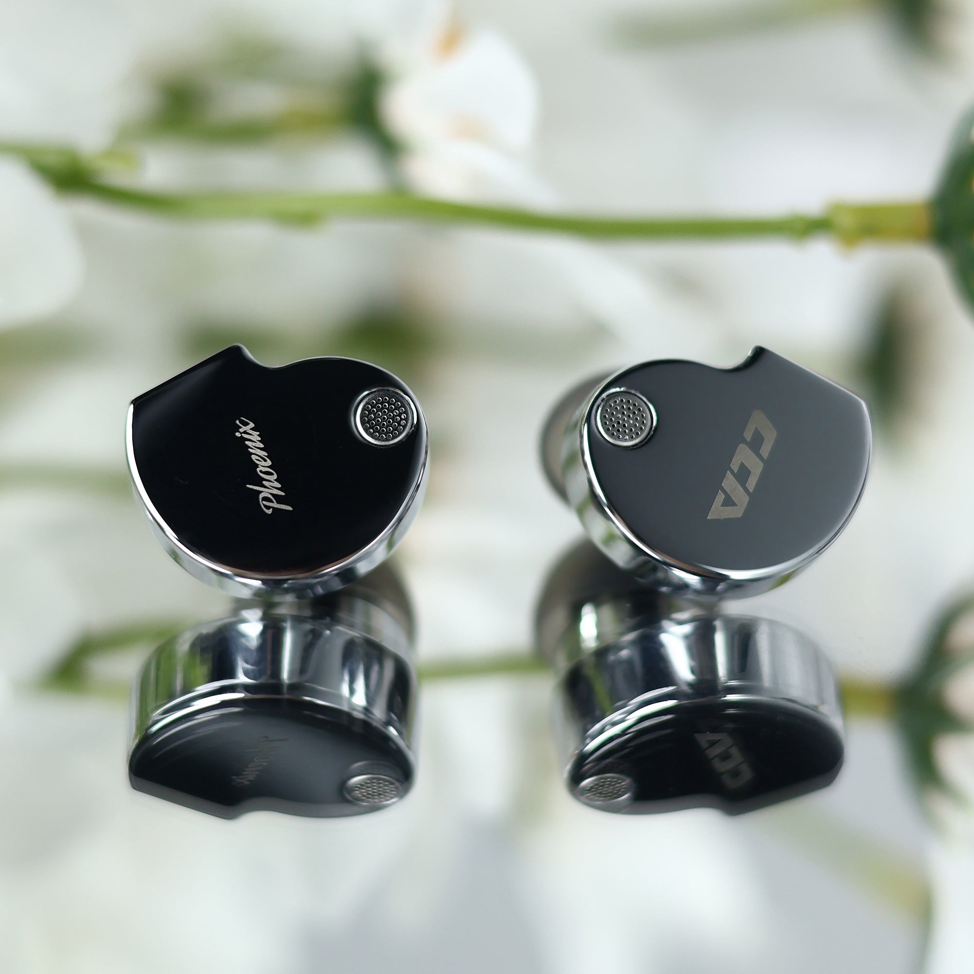 CCA Phoenix in-ear monitors with sleek metal shell and modern design