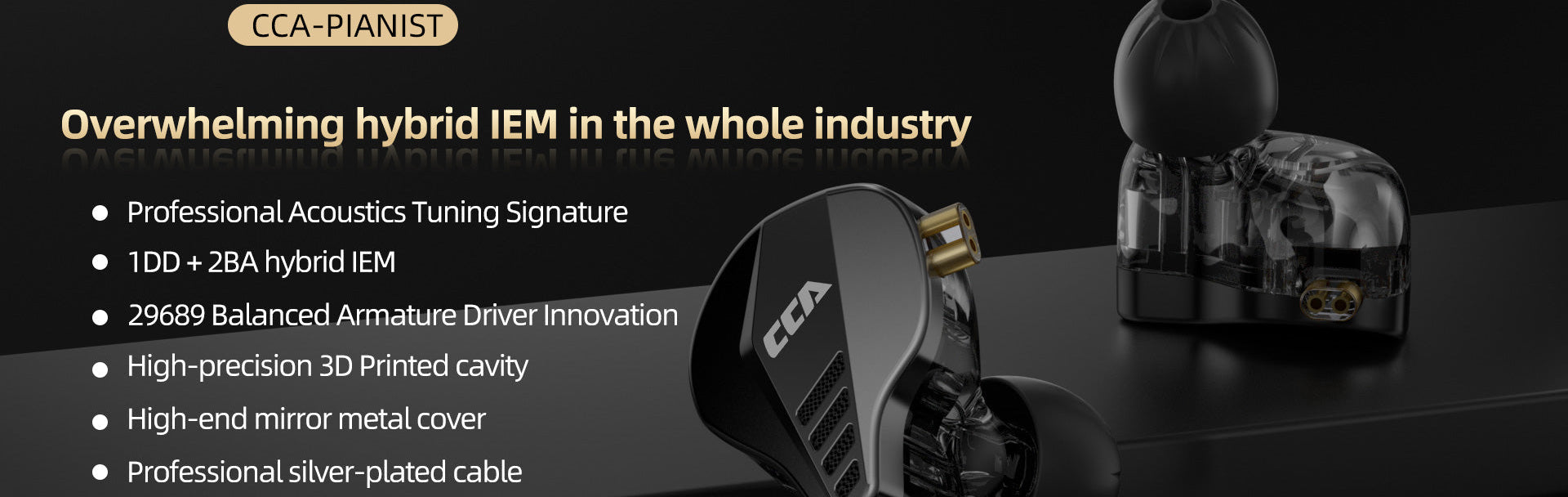 CCA Pianist professional hybrid IEM earphones