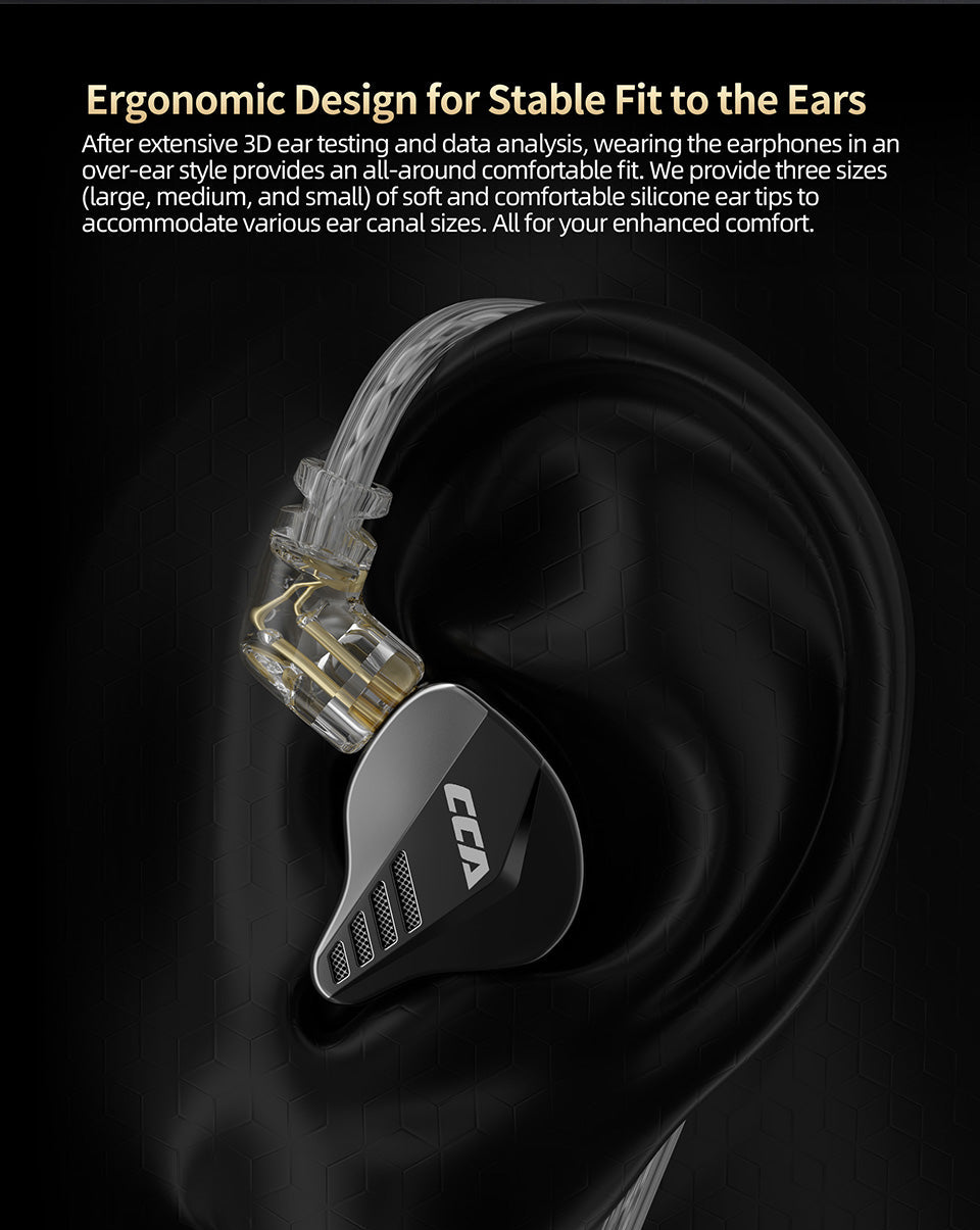 CCA Pianist ergonomic over-ear in-ear monitors with comfortable fit