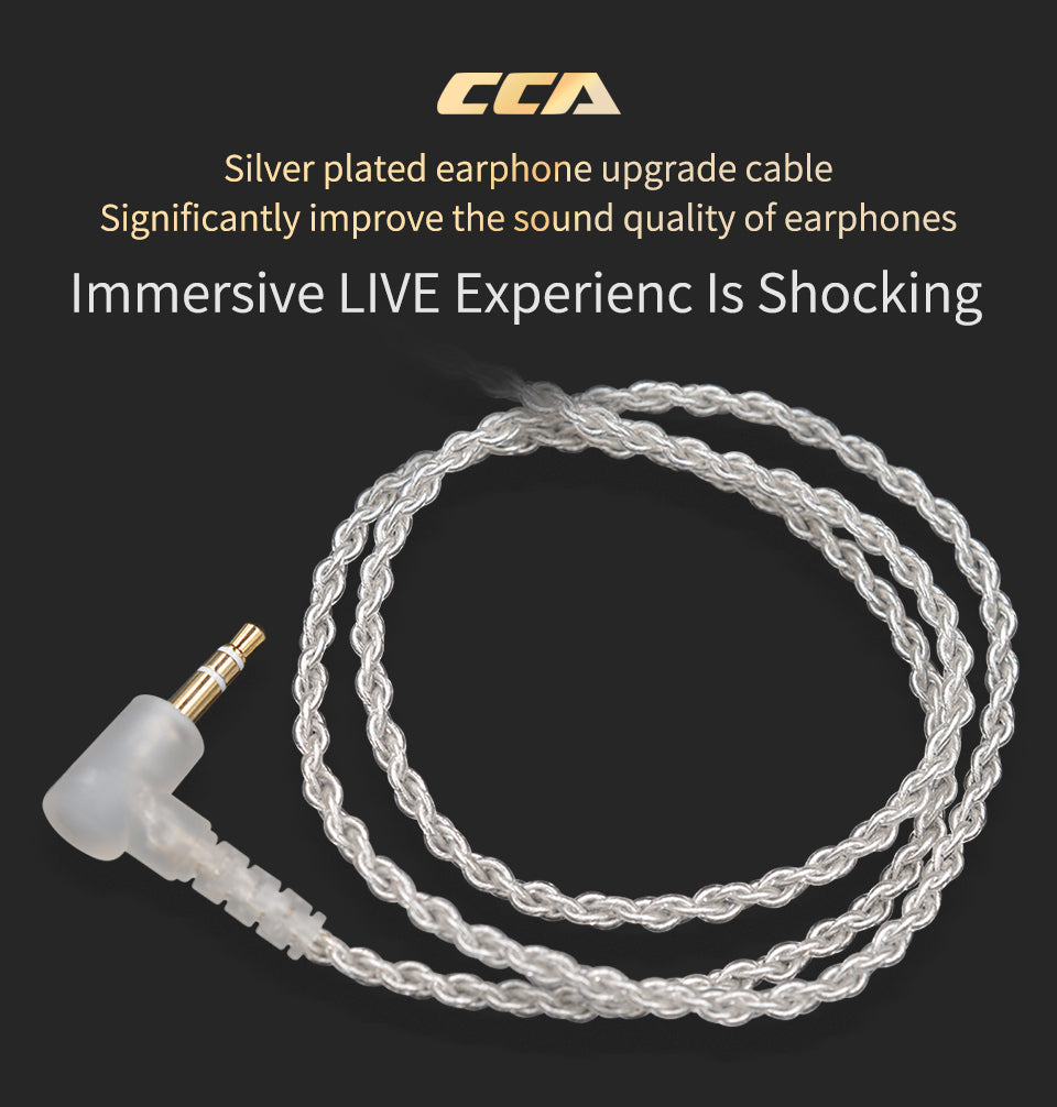 CCA silver-plated earphone upgrade cable for improved sound clarity