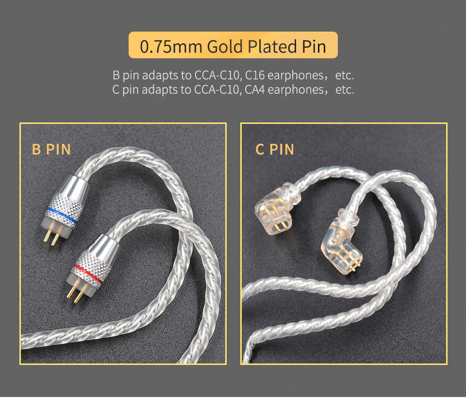 CCA high-resolution silver audio cable for IEM upgrade