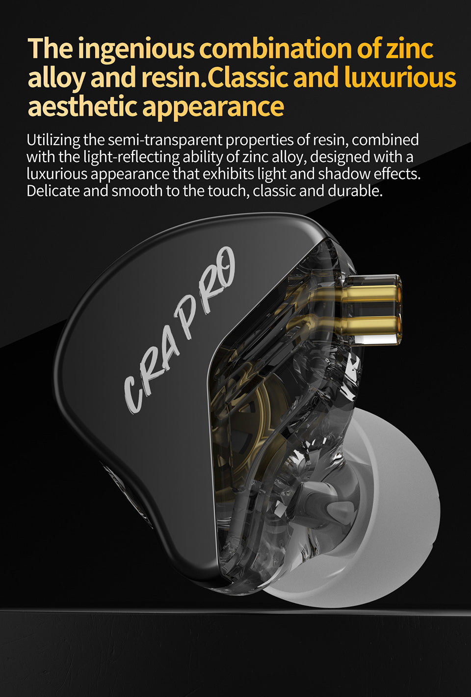 CRA Pro premium metal-resin housing durable earphones