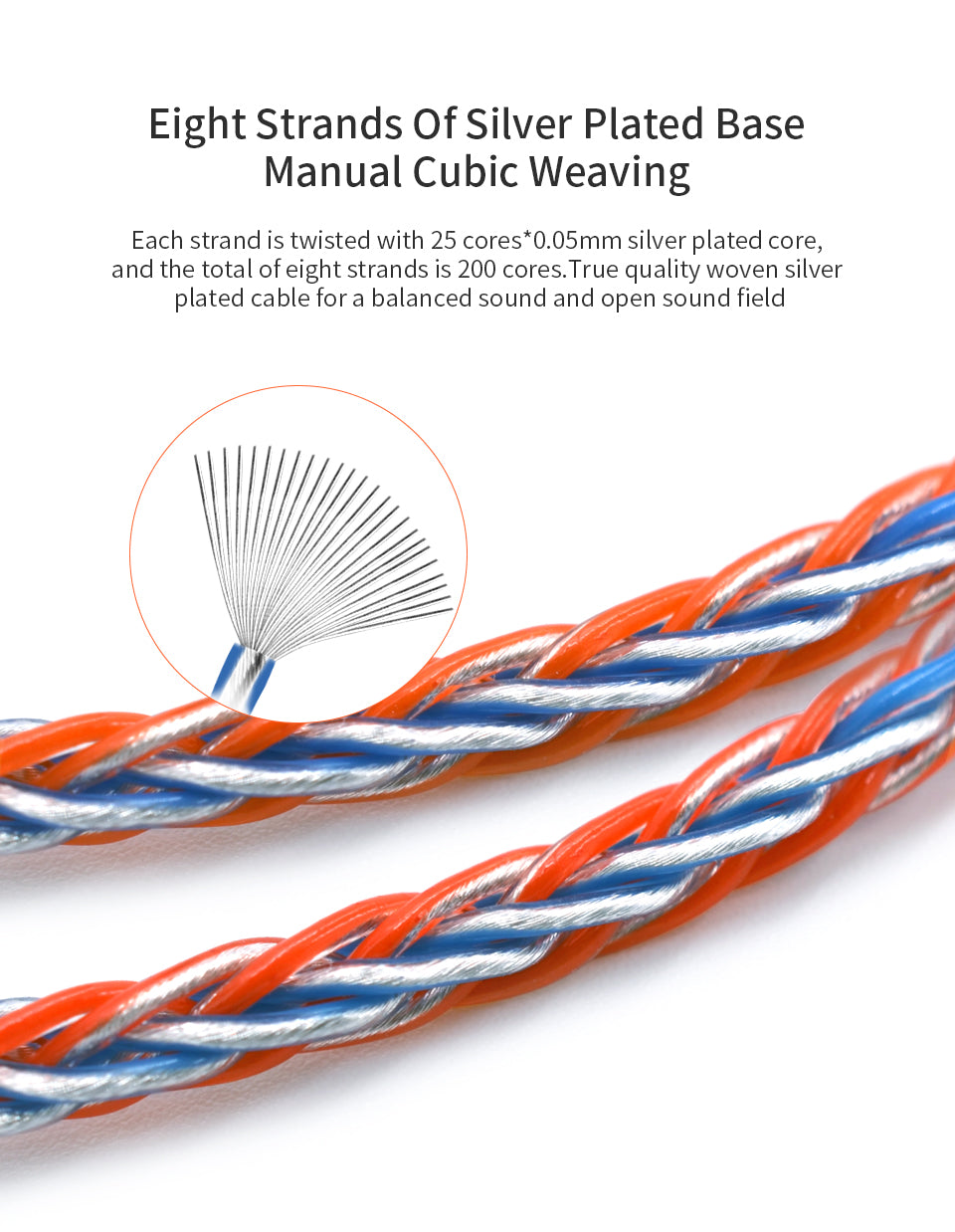 CCA Cubic Braided Silver-Plated Upgrade Cable Product Image