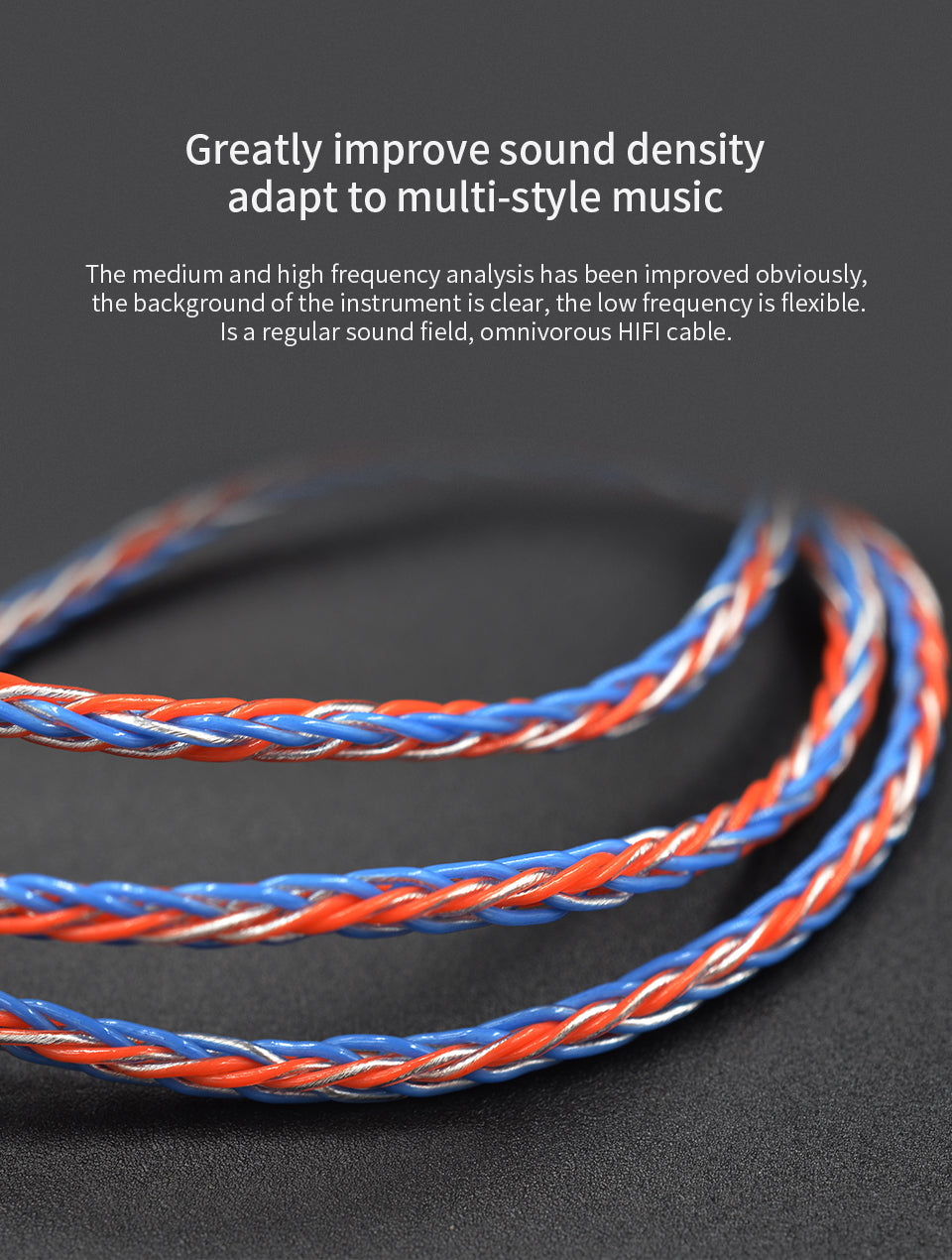 Cubic braided silver-plated cable details