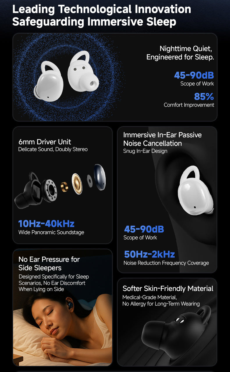 Ultra-light CCA-Sleep earbuds with immersive stereo sound