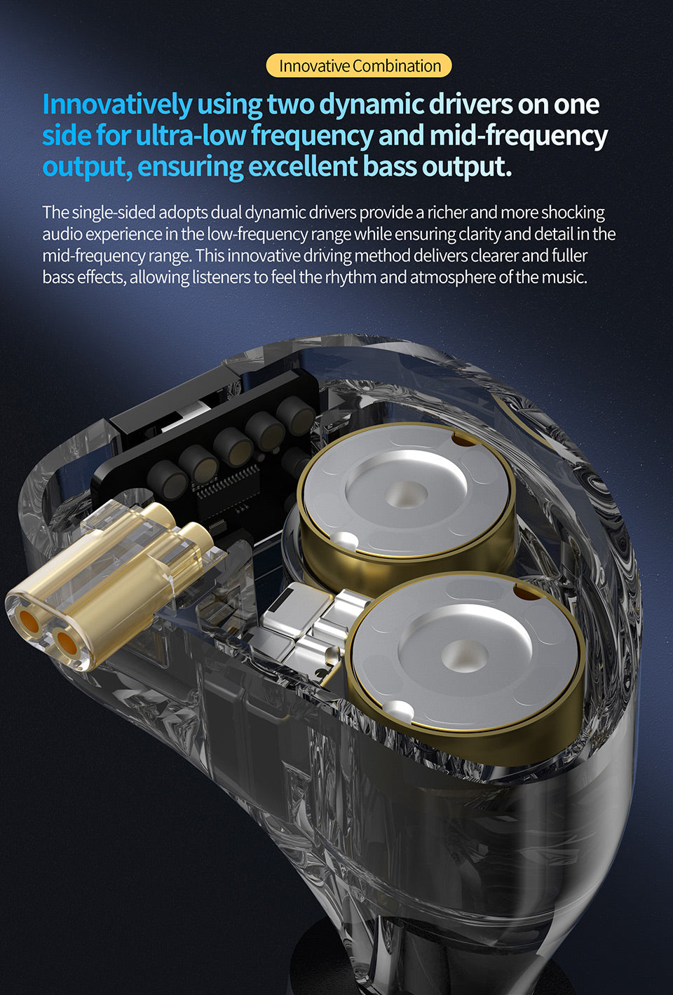 CCA Rhapsody dynamic driver illustration, powerful bass