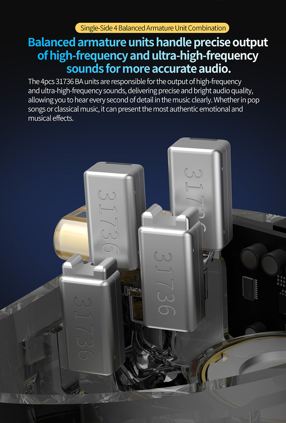 CCA Rhapsody balanced armature drivers icon, clear highs