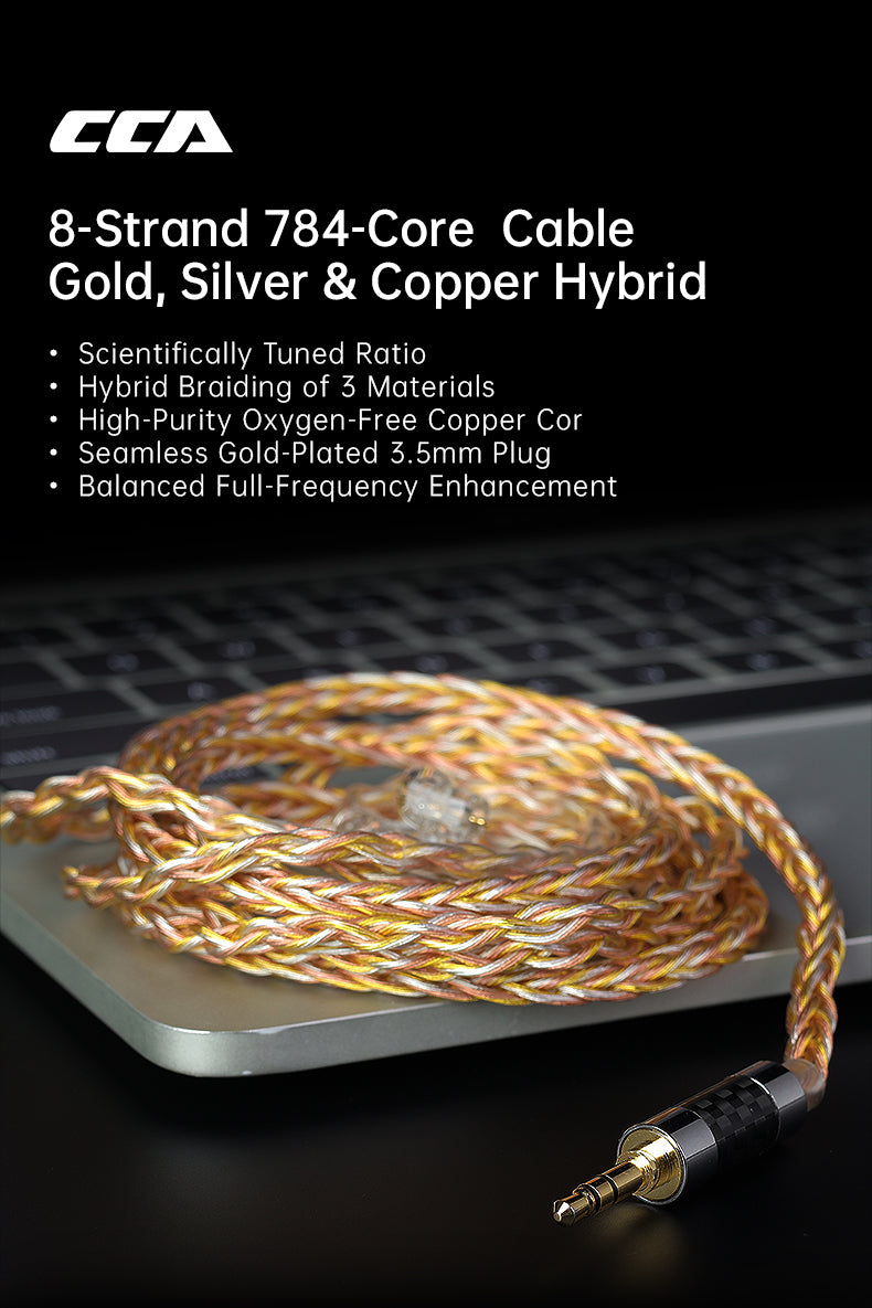 8-Strand 784-Core Hybrid HiFi Cable | Gold Silver Copper Upgrade