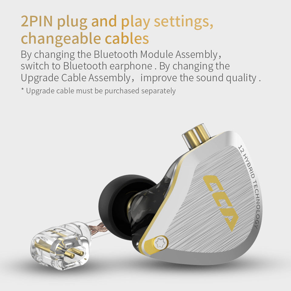CCA C12 hybrid IEM compatible with Bluetooth module and upgrade cables