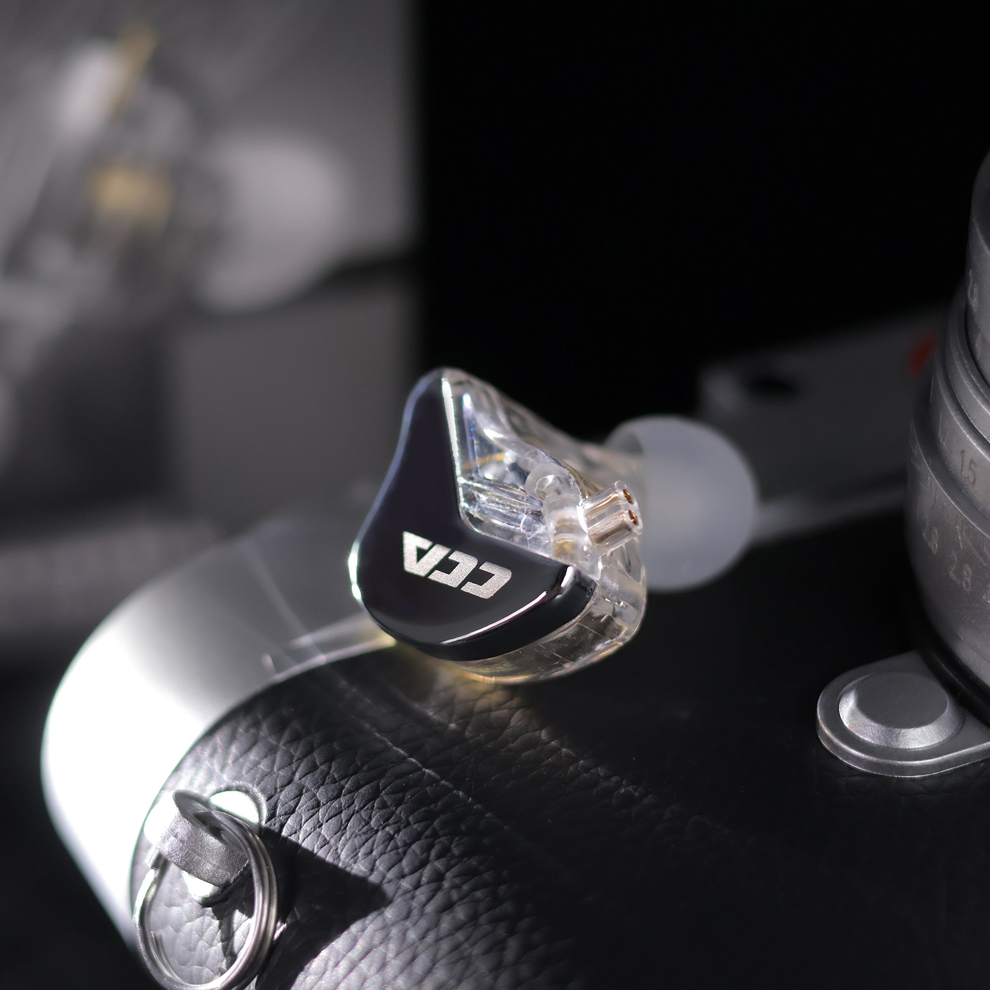 CCA CRA in-ear monitor with metal shell and transparent resin design