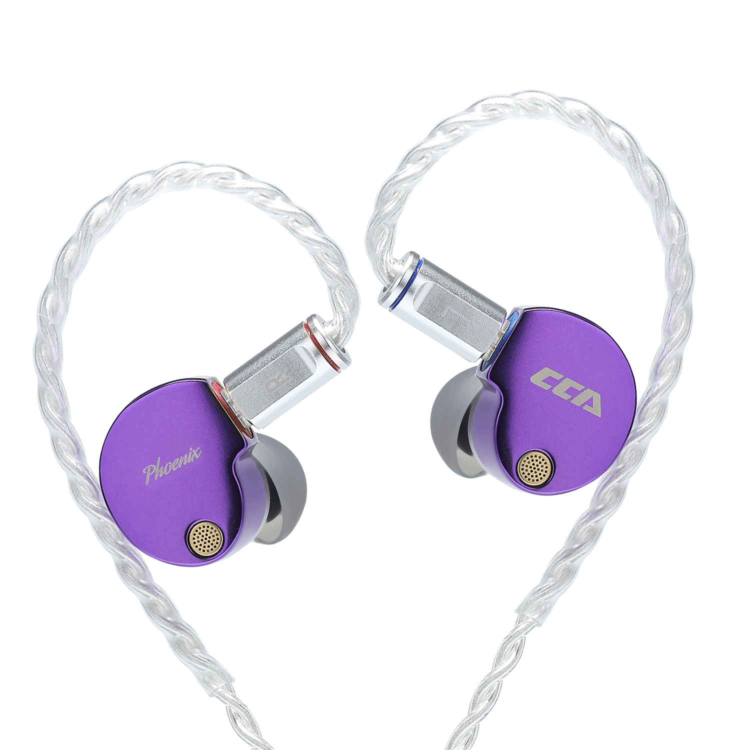 CCA Phoenix HiFi earphones connected with silver-plated cable