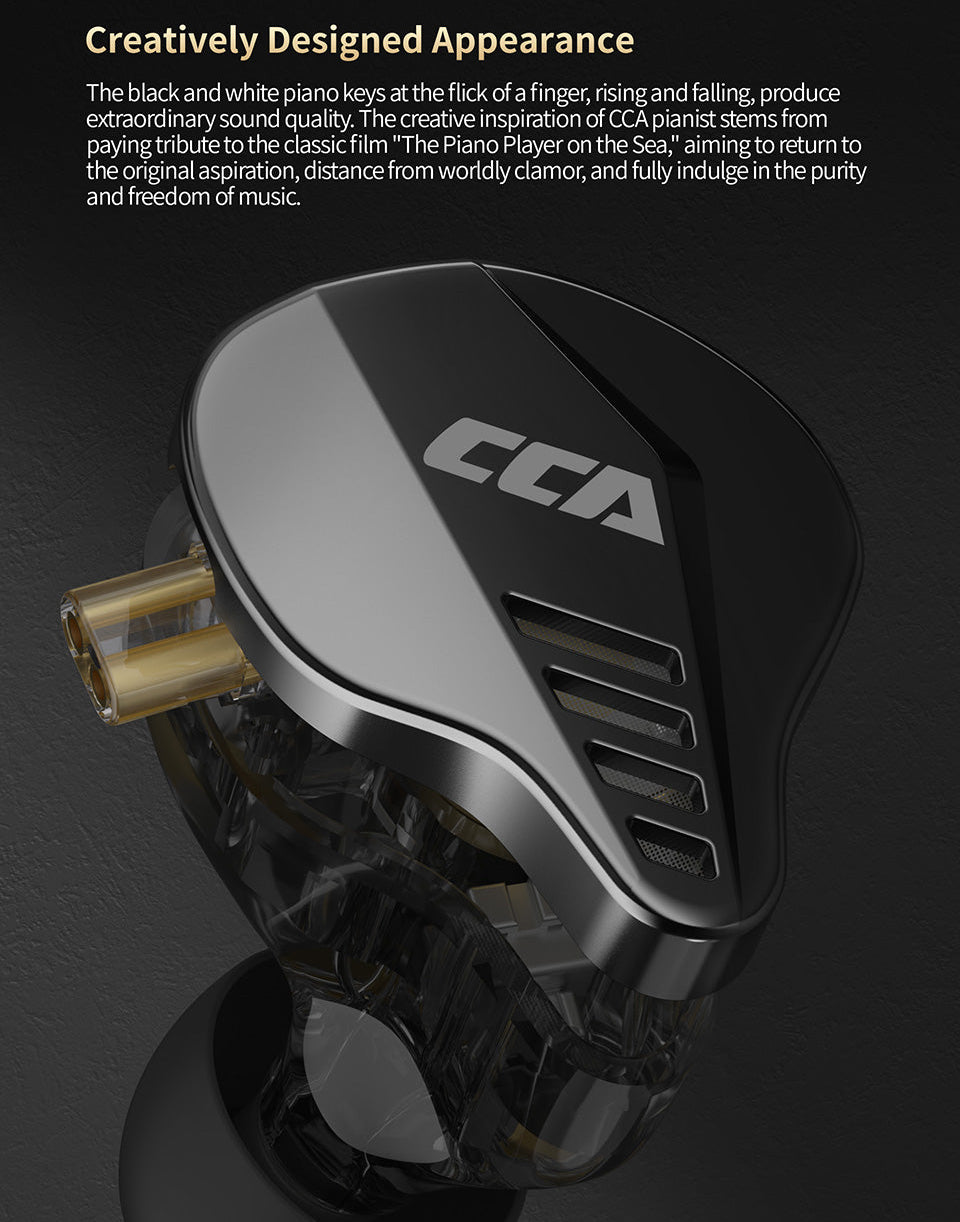 CCA Pianist mirror metal in-ear monitors with piano-inspired design