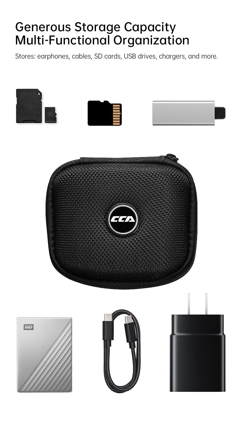 Lightweight EVA earphone carrying case, water-resistant