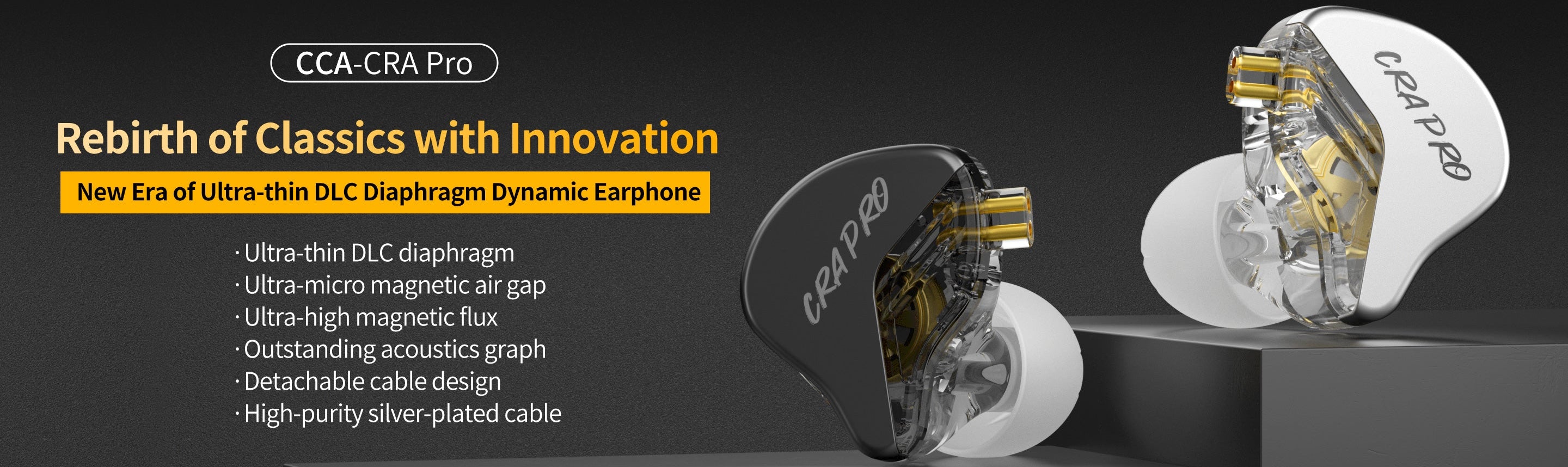 CRA Pro HiFi in-ear monitor earphones with metal-resin shell design